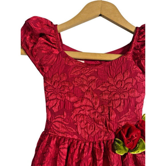 Laura Ashley London Dress Girls Size 6 Red Formal Petticoat Floral Tea Party - Picture 4 of 12